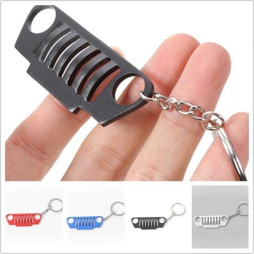 1PCS Stainless Steel Grill Key Chain Keychain Metal Chrome Ring For Jeep Wrangler CJ JK TJ YJ XJ Car Accessories