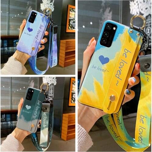 Watercolor Blooming Oil Painting Phone Holder Case for Xiaomi Mi 10T note 10 Lite POCO 9T A1 A2 8 Lite 9 SE Mix 2 2S Strap Case