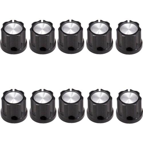10 Pieces Black Plastic Volume Tone Knobs Buttons Cap for Electric Guitar/Bass Replacement Parts