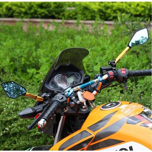 CNC Aluminum Motorcycle Rearview Mirrors Blue Glass Motorcycle Side Mirror FOR benelli tnt 125 vespa pcx 125 piaggio mp3 hyosung