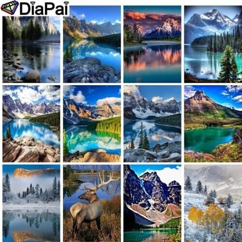 DIAPAI Diamond painting "Water mountain landscape" Full Square/Round Drill Wall Decor Inlaid Resin Embroidery Craft Cross stitch