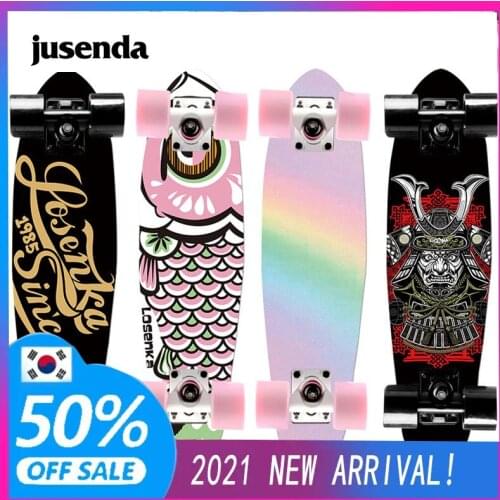 Jusenda 55CM Kid Skateboards Complete Cartoon Mini Fish Board Outdoor Adult Scooter Penny Boards High-grade Marple Outdoor Sport