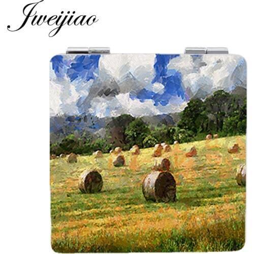 JWEIJIAO Abstract Wheat field Pocket Mirrors Square Famous Paintings Art Vanity mirror PT30