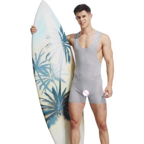 Fitness Mens Bodysuits Wrestling Singlet Men Body Shaper Mesh Breathable Jumpsuit Corset For Man Boxer Underwear