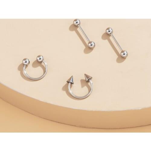 Creative and Simple C-shaped Geometric Earrings Punk Cool Stainless Steel Earrings European and American Style Jewelry Gift 2021