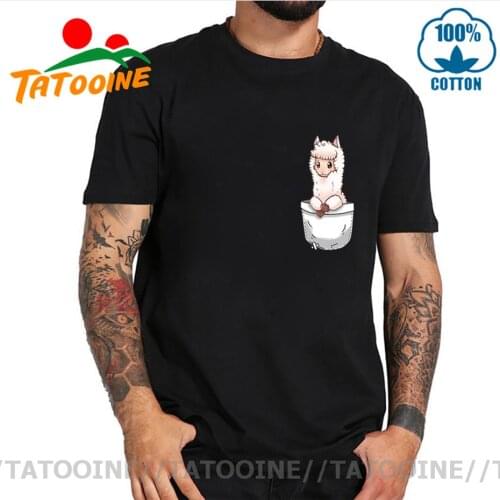Tatooine Punk Summer Funny Cute Pocket Alpaca T shirt men Kawaii Baby Llama Pocket T-shirt 90s New Trendy Fashion brand Clothing