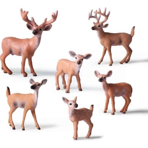 Hot Simulation Forest Deer Figurines Moose Elk reindeer Alpaca Sika deer Action Figures Animal Model Xmas Decoration