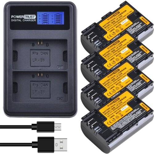 LP-E6 LPE6 LP-E6N Battery Japan Cell +LCD USB Charger for Canon EOS 5D Mark II, DS Mark III, 5D Mark IV, 5DS, 5DS R, 6D, 7D, 7D