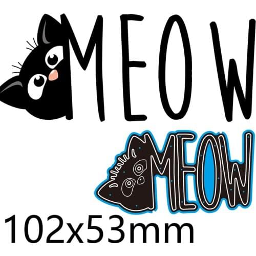 Metal Cutting Dies Cat Meow New Scrapbook Decoration Template Embossing DIY Paper Card Craft 102*53mm