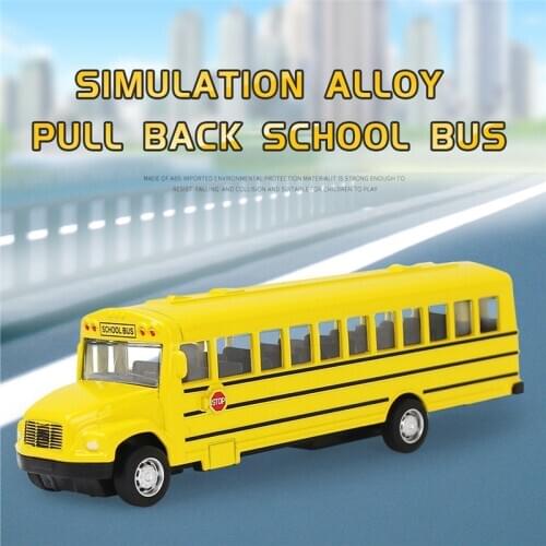 Simulation Inertial Alloy School Bus Model Toy Pull Back Diecast Toys Vehicle for Boys Kids Birthday Gift Educational Toys