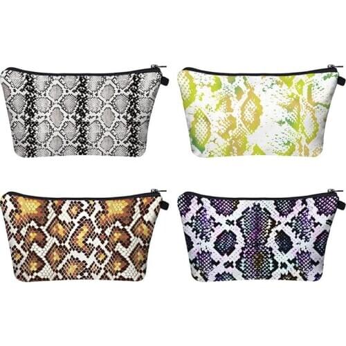 Fashion Printing Makeup Bag Snakeskin Pattern Portable Multi-Purpose Makeup Pouch Toiletry Bag Travel Essential