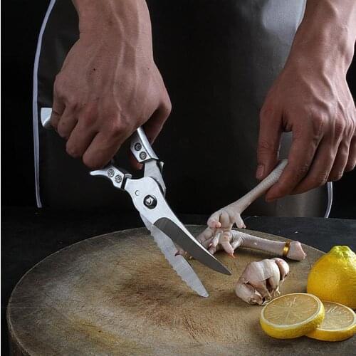 Kitchen Powerful Chicken Bone Scissors Chicken Duck Fish Cutter Shears Stainless Steel Scissors Scale Clean Cook Scissors Knife