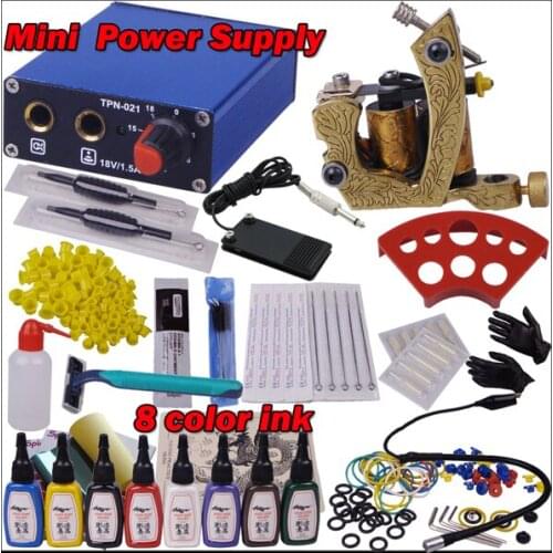 Tattoo kit complete tattoo tool equipment 2machines 7color inks Body Art kit YLT-82