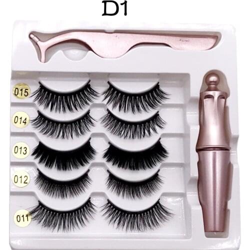 5 Pairs Magnetic Eyelashes Eyeliner Magnet Natural Short Magnetic False Lashes Set Magnetic Eyeliner Tweezer Makeup Tool