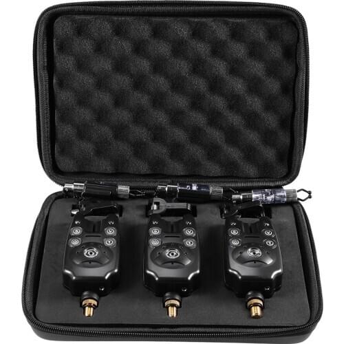 3pcs/3+3 pcs Fishing Bite Alarms Set Blue LED for Fishing Rod Water Resistant Adjustable Tone Volume Sensitivity Sound Alert