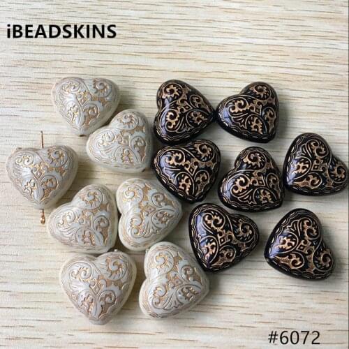 New arrival! (choose color) 30X25mm 84pcs/lot Acrylic heart shape antique style Beads for Jewelry DIY #6072(Design as shown)