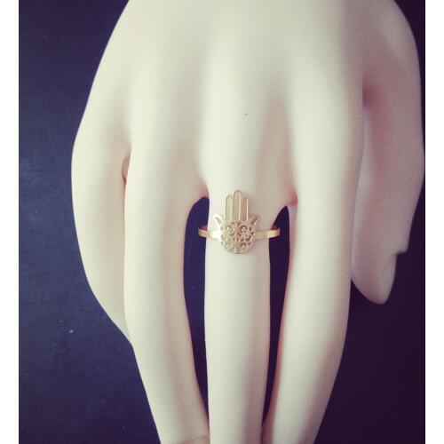 Wholesale 10pcs 2017 Dainty Fatima Hamsa Hand Ring Stainless Steel Kabbalah Jewish Jewelry Dainty Women Mens Midi Wedding Ring