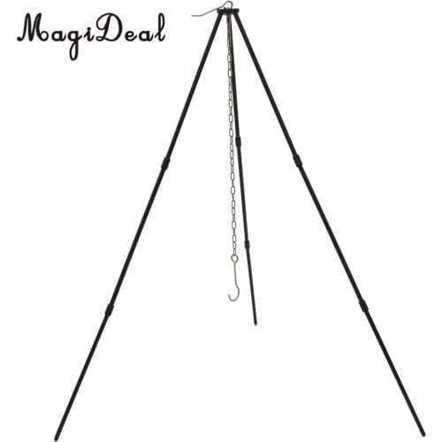 Portable Camping Cooking Tripod Grill Lantern Hanger Pot Oven Holder Stand