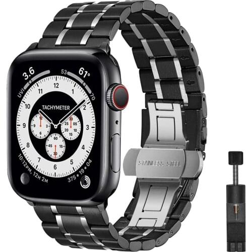 Correa for iwatch apple watch se band 6 5 4 3 44mm 40mm 42mm 38mm Solid Stainless Steel Metal strap for applewatch link Bracelet