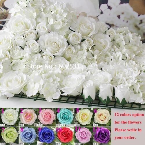 SPR DIY artificial rose flower heads silk decorative flower hotel background wall decor20pcs DIY Road led wedding flower Bouquet