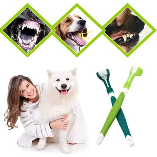 Super Soft Pet Finger Toothbrush Three-Head Multi-angle Bad Breath Tartar Teeth Tool Dog Cat Cleaning Pet Supplies Accessories