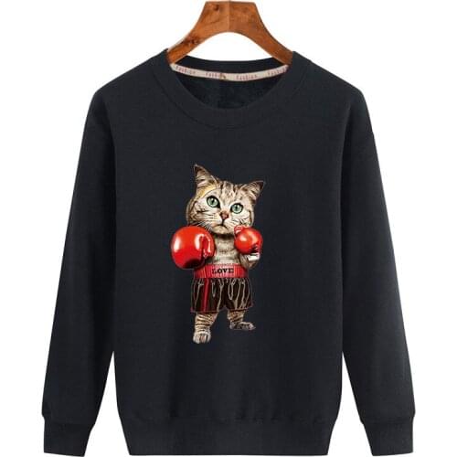 Mens New Plus Velvet Padded O-neck Sweatshirt Men Cartoon Print Long-sleeved Bottoming Shirt Male Pullover Warm Stretch Sweater
