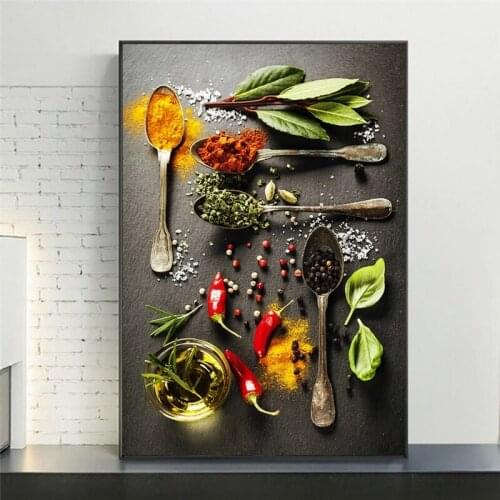 Herbs and Spices Modern Wall Art Posters And Prints Still Life Art Paintings On the Wall Kitchen Decor Art Pictures Cuadros