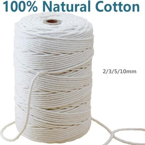 3mm 4mm 5mm 6mm Macrame Rope Twisted String Cotton Cord For Handmade Natural Beige Rope DIY Home Wedding Accessories Gift