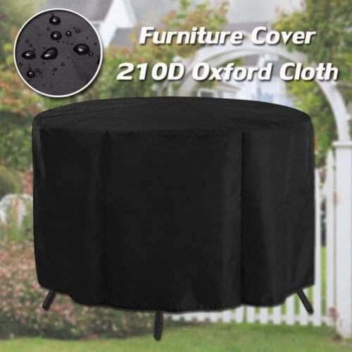 Waterproof Outdoor Garden Patio Furniture Table Round Cover Shelter Table Anti-Dust Protect Bag Textiles S Black