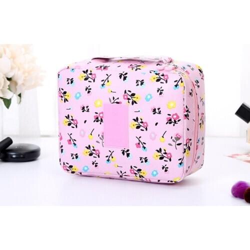 Waterproof Cosmetic Bag Women Beauty Makeup Pouch Organizer Large Capacity Flower Llama Printed Travel Toiletry Organizer Case