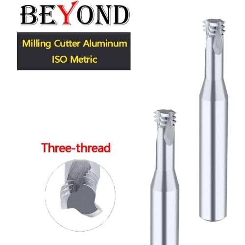 BEYOND Three Thread Center Milling Cutter For Aluminum Integral Tungsten Steel Carbide ISO Metric M2 M20 M8