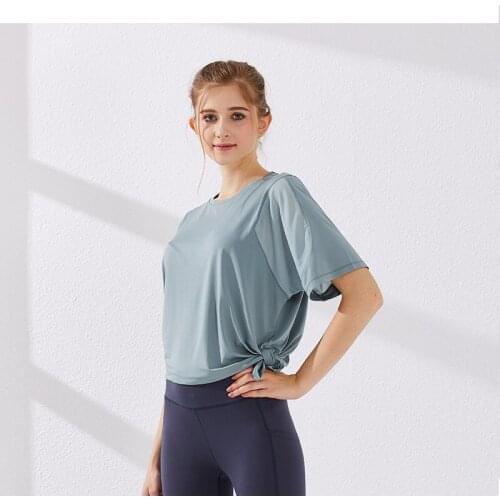 Women Yoga T-Shirts Workout Top Summer Running Quick-drying Tops Mesh Loose Fitness Shirts Short Sleeve Gym Sport Clothes