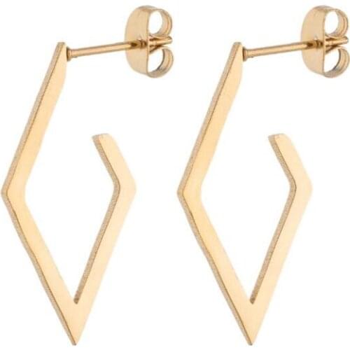 Punk Stainless Steel Square Earrings For Women Minimalist Geometric Triangle Half Star Piercing Earrings Women Party Jewelry