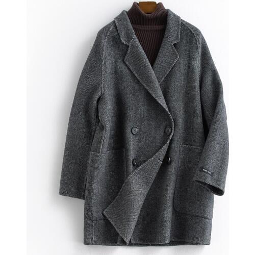 Coat Women 2020 Loose Korean Style Double-sided Wool Coats Autumn Winter Female Jacket cappotto donna B18Y01010