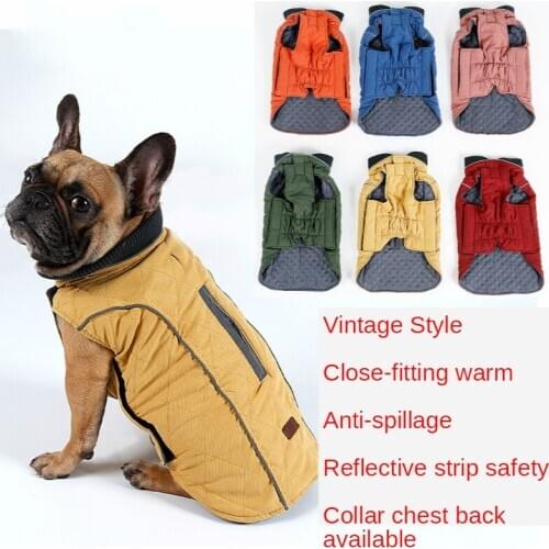 Winter Pet Dog Clothes Super Warm Jacket Thicker Cotton Coat Waterproof with Reflective Strip Warm Jacket for All Bulldog