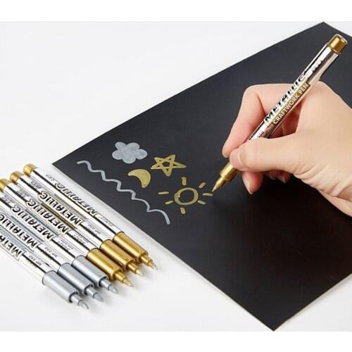 1/2pcs Gold Silver Metallic Color Pen DIY Paper Tag Photo Album Scrapbooking For Party Birthday Wedding Decoration Signing Pen