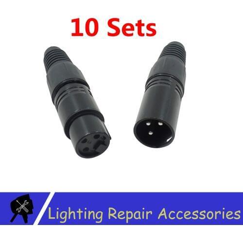 10Sets 3-PIN XLR Metal Connector For DMX Cable Microphone Cable Audio Cable Connector Stage Light Accessories