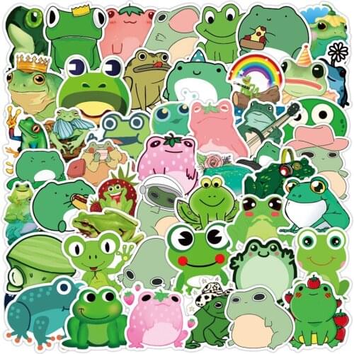 50pcs Cartoon Frog Stickers For Notebooks Laptop Stationery Cute Sticker Aesthetic Scrapbooking Material Scropbook Supplies