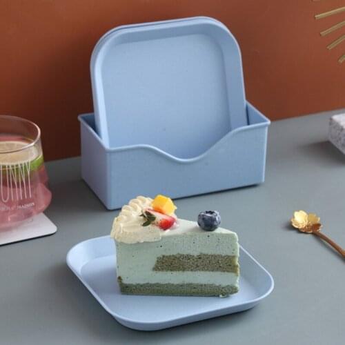 7Pcs Square Wheat Straw Plates Pasta Salad Bowls Lightweight Reusable Food Serving Party Snack Dinner Dishes Dinnerware