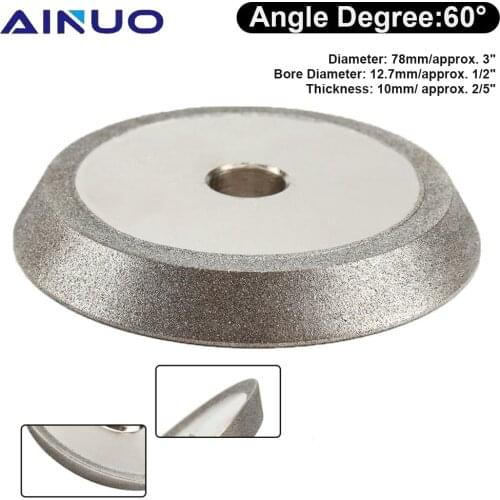 78mm Diamond Grinding Wheel Dish Grinder Circle Sharpener Disc Milling Cutter Tool for Carbide Metal 1/2'' Bore