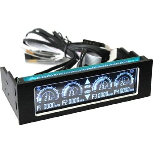 Free shipping&wholesale 1PCS/lot LCD 5.25"media dashboard VFD touch screen 4 channel fan speed controllers in retail package