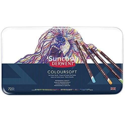 UK Derwent Colored Pencils,ColourSoft Pencils, Metal Tin, 72 Count (0701029),wide variety of drawing surfaces,highly blendable