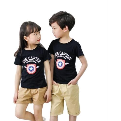 Children Summer Boys Girls Fashion T-Shirts Kids Clothing Short Sleeves Cartoon Print O-Neck Design Boy Clothes Pure Cotton