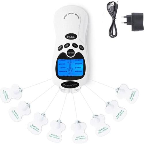 Dual Output Slimming Body Electric TENS Therapy Massage Relax Pain Relief Muscle Electro Stimulator + 8pcs Gel Electrode Pads
