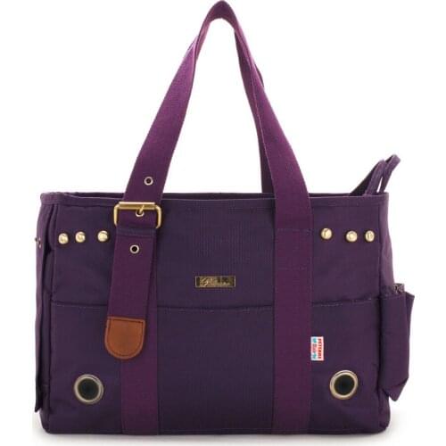Purple Nylon Fabric Pet Dogs Carrier Bag With Cotton Straps Fashion Small Puppy Dogs Bag