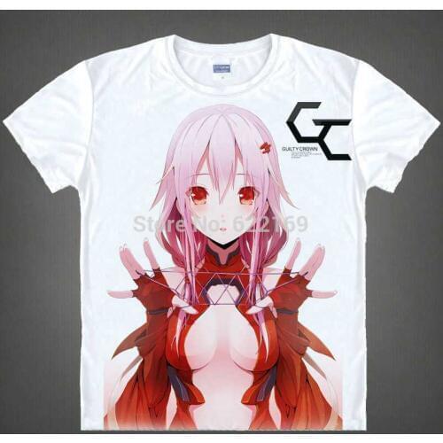 Japanese Guilty Crown anime t-shirt anime Shu Ouma Inori Yuzuriha cotton Short-Sleeve Shirt Funell Cosplay Costumes clothing