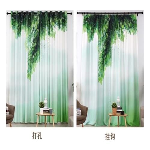 Personality curtains green plants curtains small fresh curtains custom finished curtains thickened blackout curtains