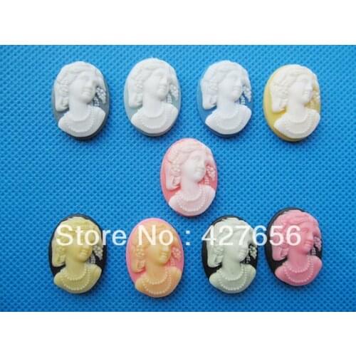 15pcs 9 colors 18x25mm Flatback Resin Beauty Head Cabochon/Cameo Charm,fit Base Setting Tray,Decoration Kit,DIY y Accessory