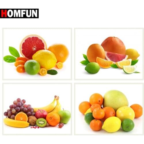 HOMFUN Square Round Drill 5D Diamond Painting Environmental Crafts Full Diamond Embroidery ‘’Fruit grapefruit lemon" Home decor
