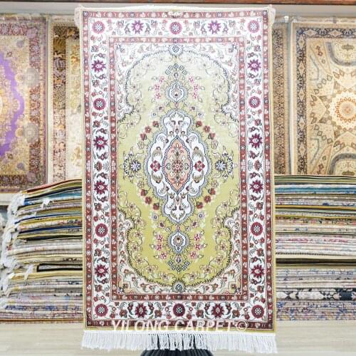Yilong 2.5'x4' Classic Hand Woven Area Rug Green Classic Handmade Silk Carpet (HF357AB)
